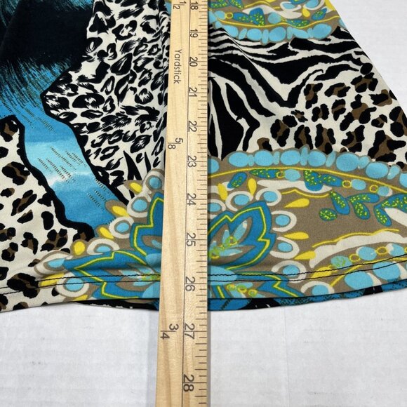 Vintage Y2K Indigo Six Top Womens L Babydoll Lace Trim Halter Mixed Print Jersey - Picture 5 of 7